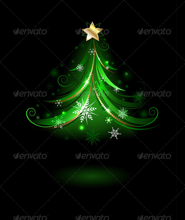 GraphicRiver Green Fir Tree with Snowflakes 7915242 GraphicRiver Green Fir Tree with Snowflakes 7915242