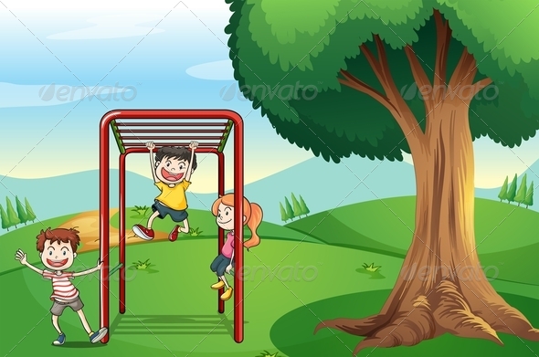 GraphicRiver Kids Playing Near the Tree 7915271 GraphicRiver Kids Playing Near the Tree 7915271