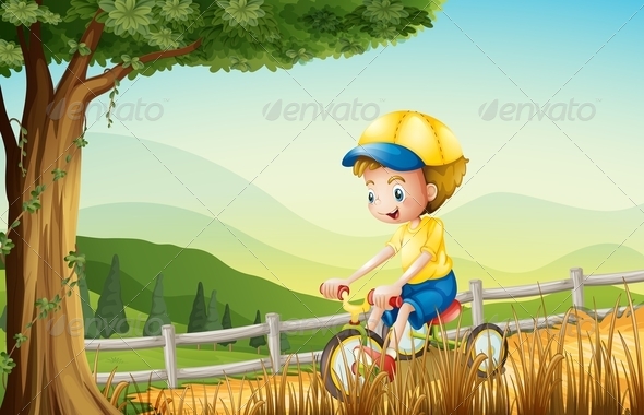 GraphicRiver A Young Boy Playing with His Bike 7915273 GraphicRiver A Young Boy Playing with His Bike 7915273