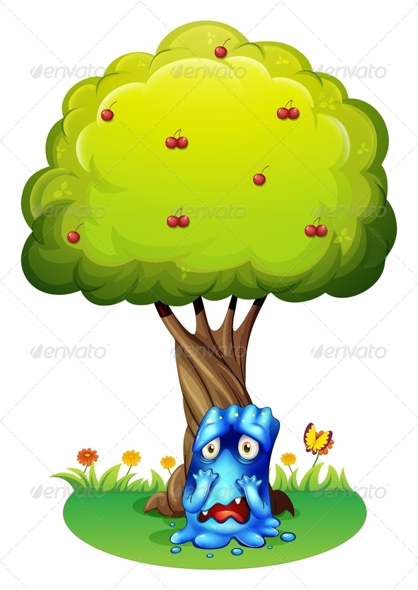 GraphicRiver A Sad Monster Under a Cherry Tree 7915284 GraphicRiver A Sad Monster Under a Cherry Tree 7915284