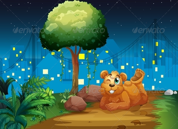 GraphicRiver A Happy Brown Bear at the Pathway 7925678 GraphicRiver A Happy Brown Bear at the Pathway 7925678