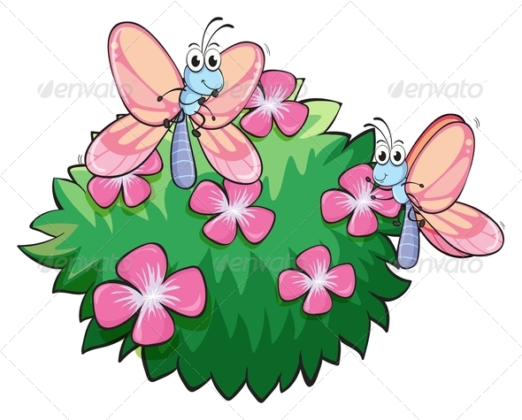 GraphicRiver Butterflies with Pink Flowers 7925933 GraphicRiver Butterflies with Pink Flowers 7925933
