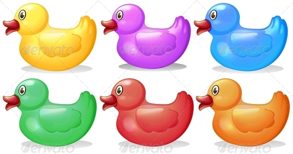 GraphicRiver Six Colorful Rubber Ducks 7926001 GraphicRiver Six Colorful Rubber Ducks 7926001