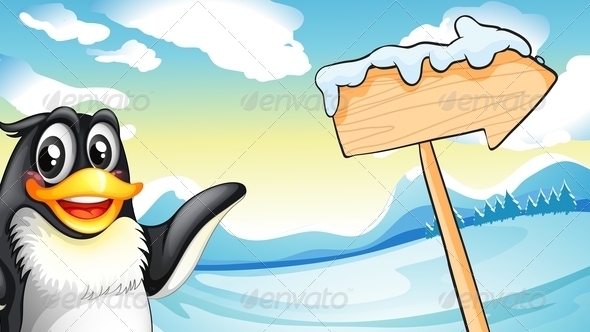 GraphicRiver Penguin Beside Wooden Arrow 7926581 GraphicRiver Penguin Beside Wooden Arrow 7926581