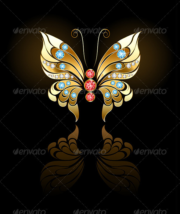 GraphicRiver Gold Butterfly with Gems 7927103 GraphicRiver Gold Butterfly with Gems 7927103
