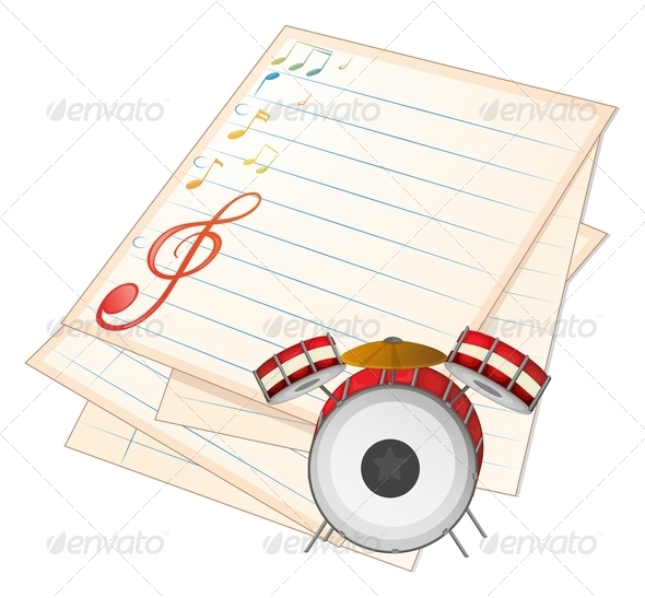 GraphicRiver An Empty Music Paper with a Drum 7934938 GraphicRiver An Empty Music Paper with a Drum 7934938