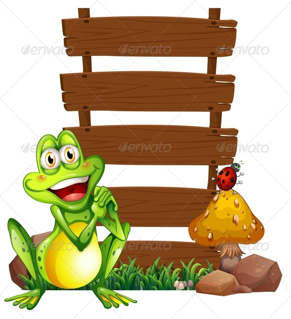 GraphicRiver Smiling Frog with Empty Signboards 7936846 GraphicRiver Smiling Frog with Empty Signboards 7936846