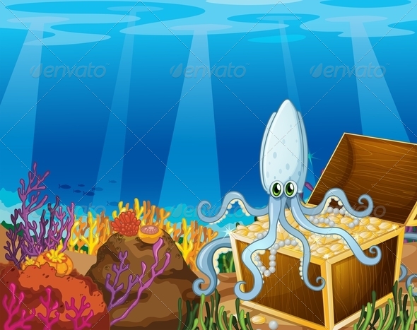 GraphicRiver Treasure Chest Under the Sea with an Octopus 7937467 GraphicRiver Treasure Chest Under the Sea with an Octopus 7937467