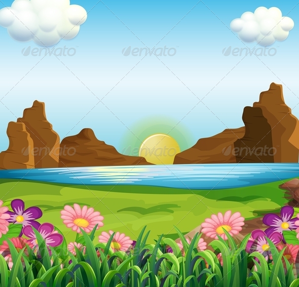GraphicRiver View of the River and the Flowers 7937503 GraphicRiver View of the River and the Flowers 7937503