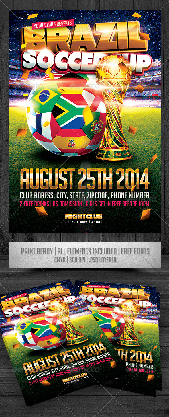 GraphicRiver Brazil Soccer Cup Flyer 7928997 GraphicRiver Brazil Soccer Cup Flyer 7928997