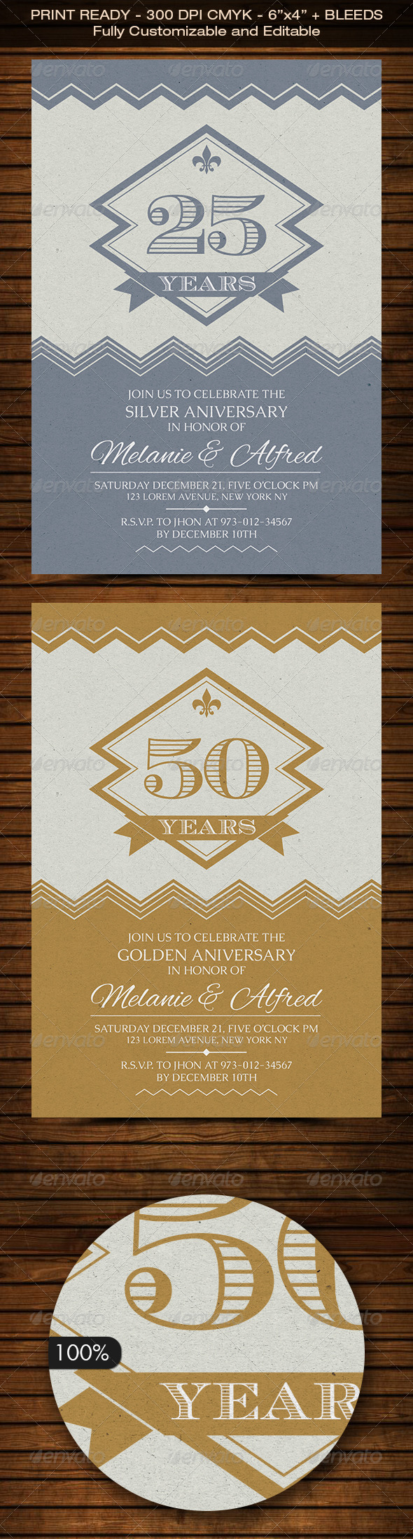 GraphicRiver Vintage Style Wedding Anniversary Cards 7940051 GraphicRiver Vintage Style Wedding Anniversary Cards 7940051
