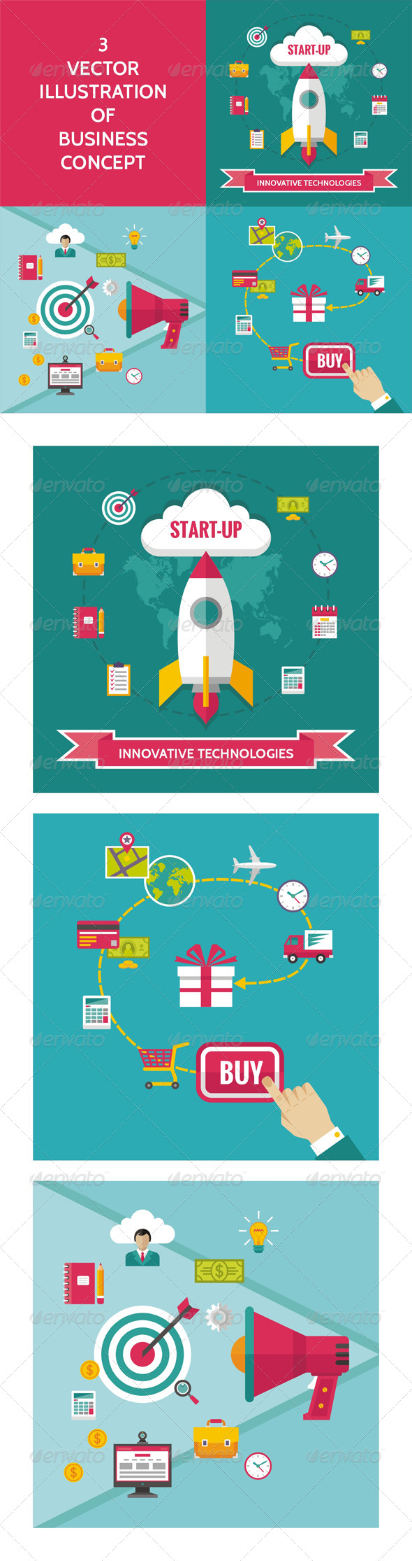 GraphicRiver 3 Business Concept in Flat Design Style 7940294 GraphicRiver 3 Business Concept in Flat Design Style 7940294