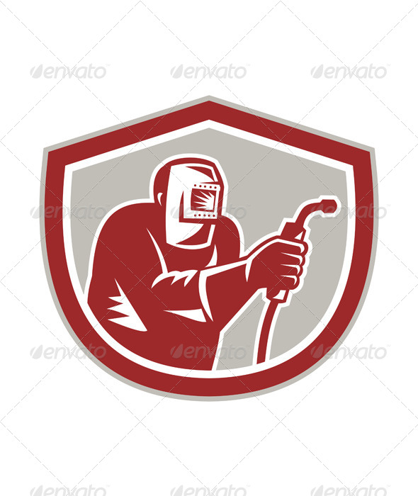 GraphicRiver Welder Worker Holding Welding Torch Shield Retro 7941778 GraphicRiver Welder Worker Holding Welding Torch Shield Retro 7941778