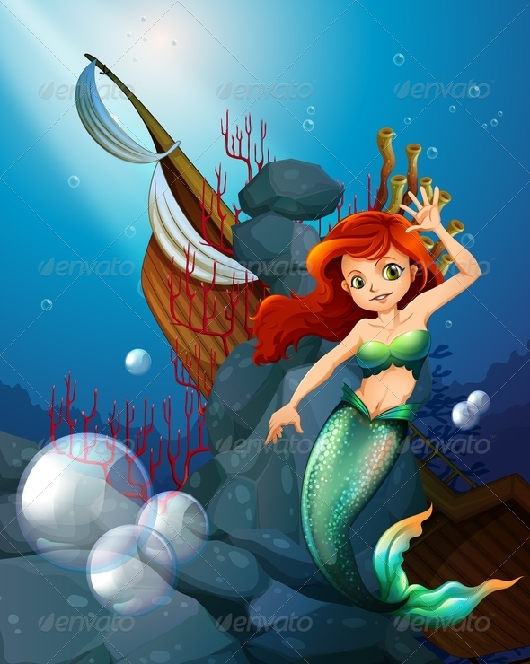 GraphicRiver A Sea with a Mermaid Near the Wrecked Boat 7943031 GraphicRiver A Sea with a Mermaid Near the Wrecked Boat 7943031