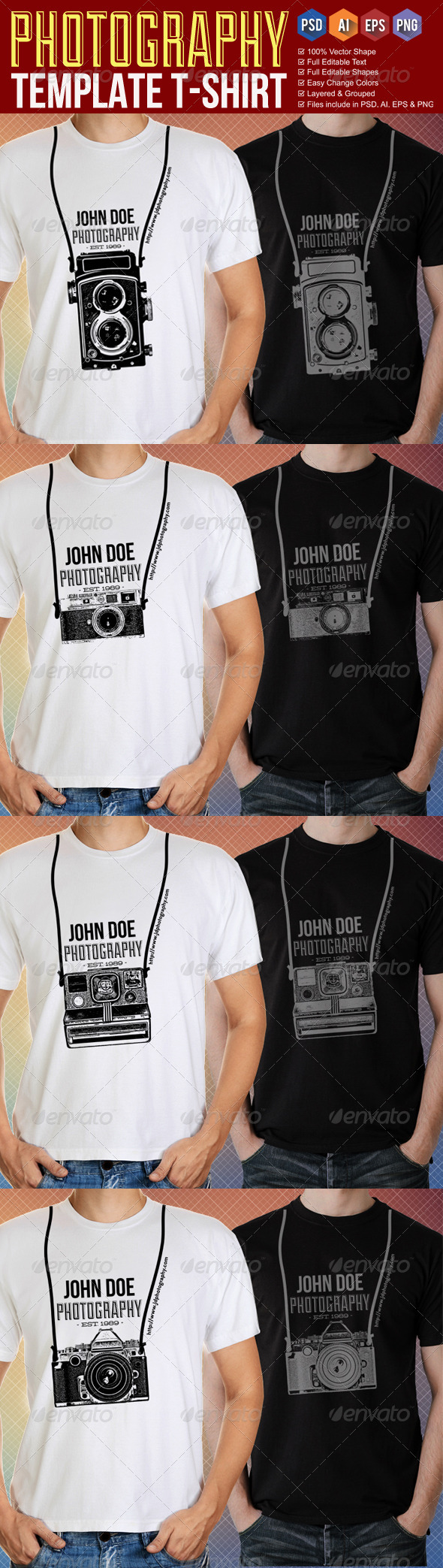 Photography T-Shirt Templates - Designs T-Shirts