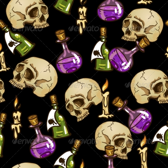 GraphicRiver Doodle Seamless Pattern with Flasks and Skulls 7960554 GraphicRiver Doodle Seamless Pattern with Flasks and Skulls 7960554
