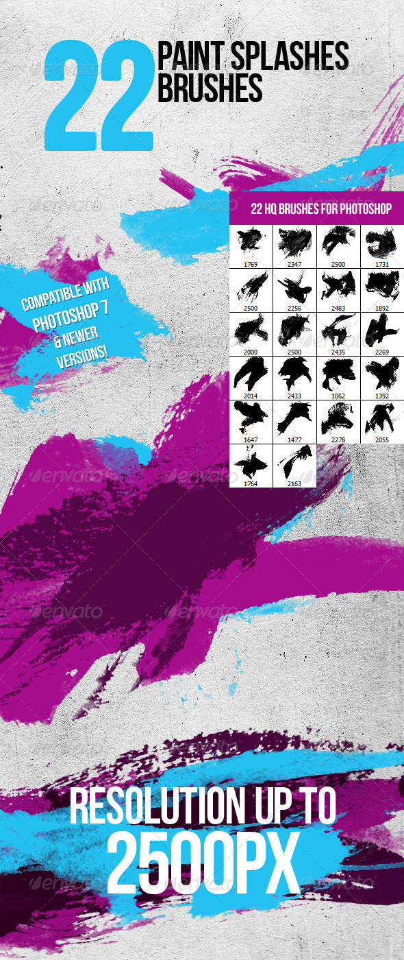 22 Paint Splashes Photoshop Brushes - Brushes Photoshop