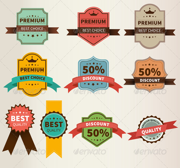 GraphicRiver Vintage Labels Set Discount and Premium 7963379 GraphicRiver Vintage Labels Set Discount and Premium 7963379