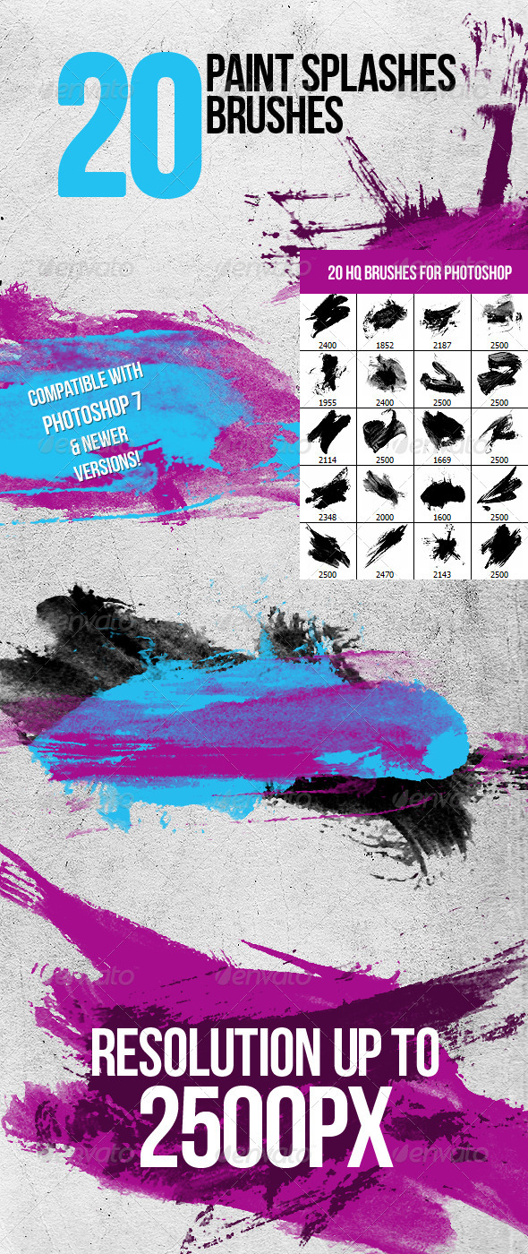 20 Paint Splashes Photoshop Brushes - Brushes Photoshop