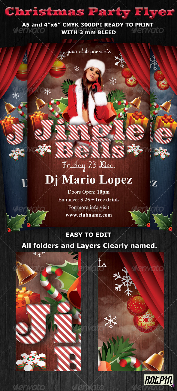 Jingle Christmas Party-Club Flyer Template - Clubs & Parties Events