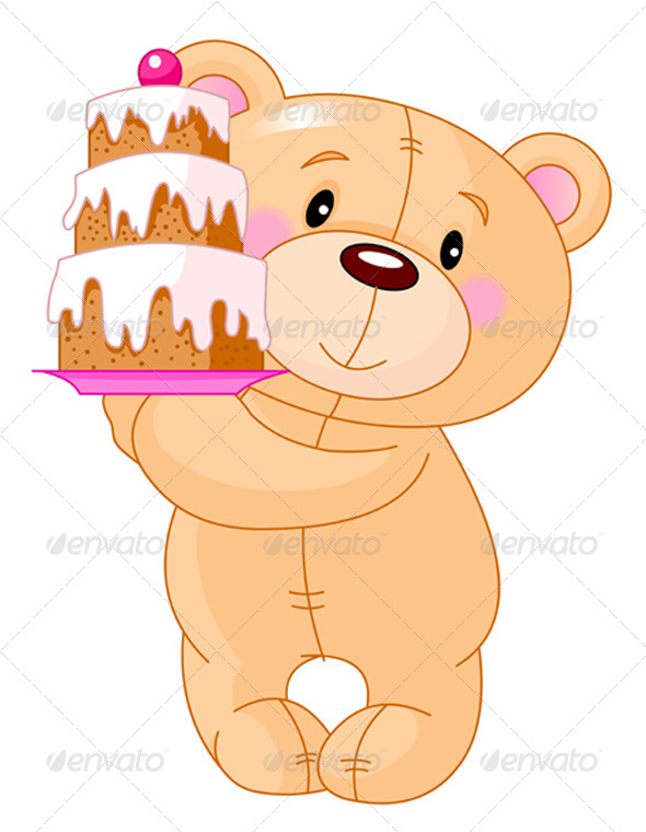 GraphicRiver Teddy Bear with Cake 7967985 GraphicRiver Teddy Bear with Cake 7967985