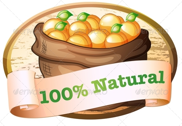 GraphicRiver One Hundred Percent Natural Label with Oranges 7969061 GraphicRiver One Hundred Percent Natural Label with Oranges 7969061