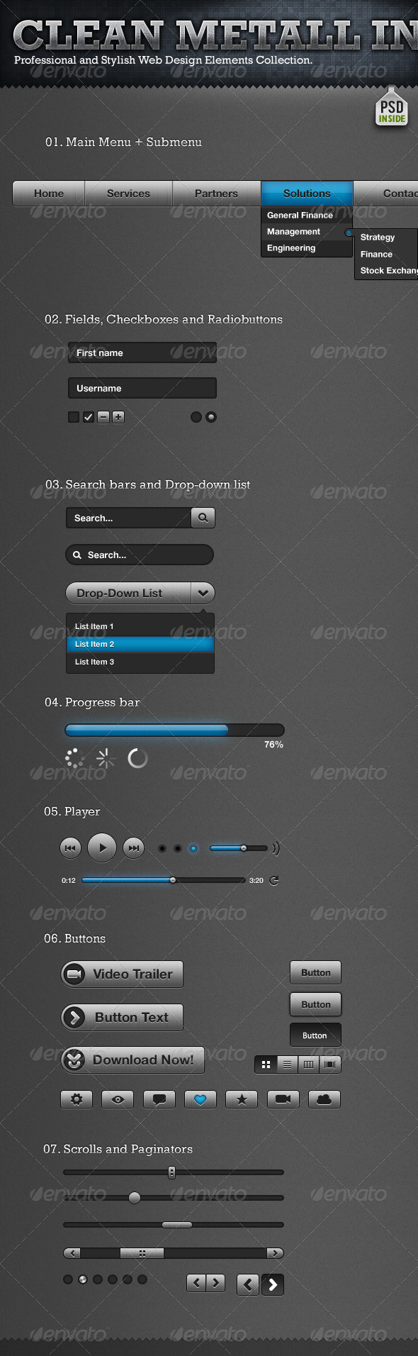 Clean Metall Interface - User Interfaces Web Elements