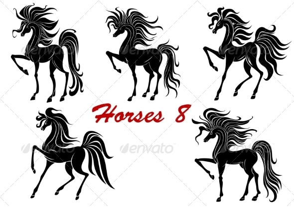 GraphicRiver Black Horse Stallions Set 8470010 GraphicRiver Black Horse Stallions Set 8470010