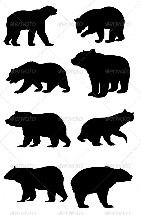 GraphicRiver Bear Silhouettes 8470404 GraphicRiver Bear Silhouettes 8470404
