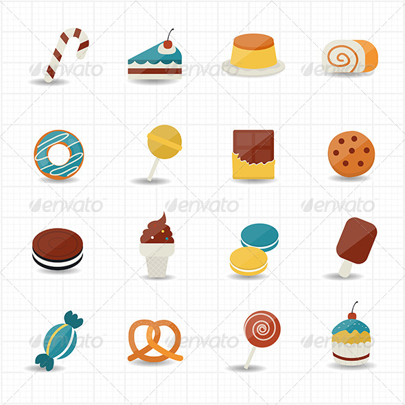 GraphicRiver Sweet Food and Sweetmeat Icons 8470487 GraphicRiver Sweet Food and Sweetmeat Icons 8470487