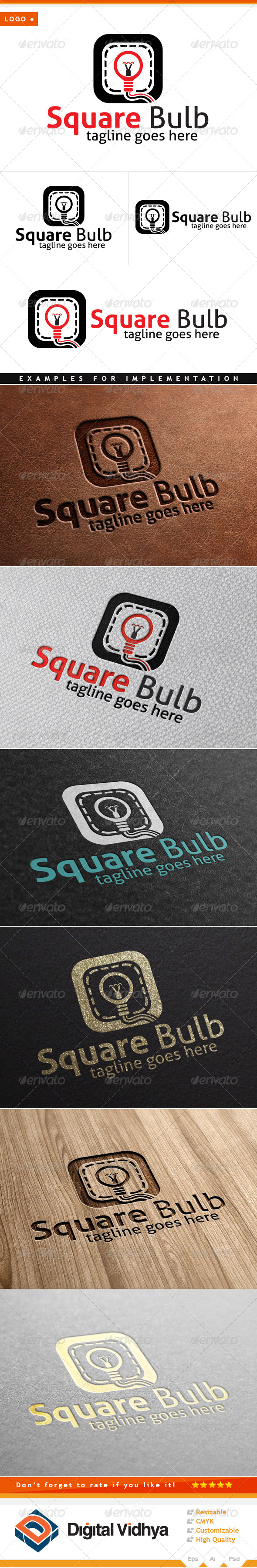 GraphicRiver Square & Bulb Logo 8471532 GraphicRiver Square & Bulb Logo 8471532