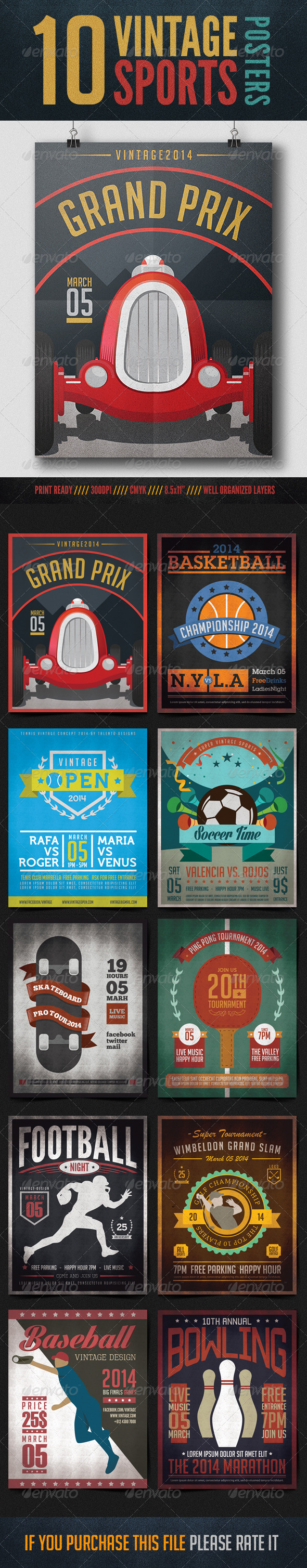 GraphicRiver 10 Vintage Posters Sports 8473486 GraphicRiver 10 Vintage Posters Sports 8473486