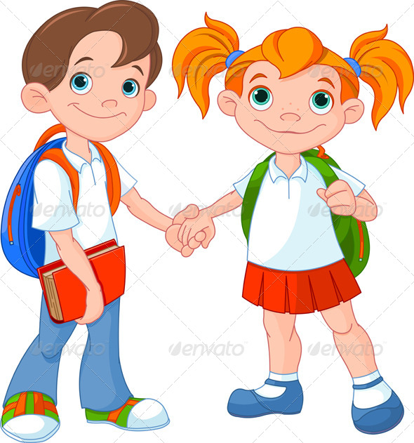 Boy and Girl Ready to School Boy and Girl Ready to School