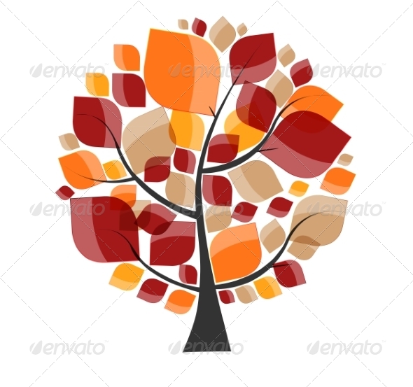 GraphicRiver Beautiful Autumn Tree on a White Background Vector 8486313 GraphicRiver Beautiful Autumn Tree on a White Background Vector 8486313