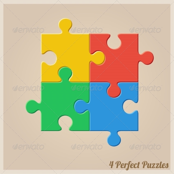 Four Colourful Puzzle Pieces Four Colourful Puzzle Pieces