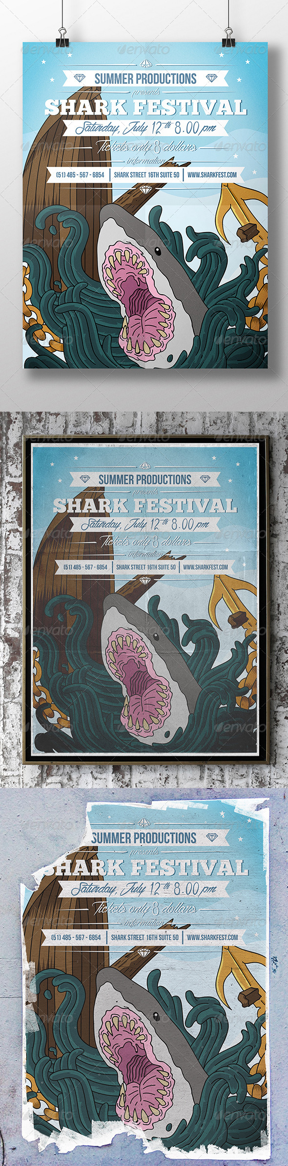 GraphicRiver Shark Around Party Flyer 8490404 GraphicRiver Shark Around Party Flyer 8490404