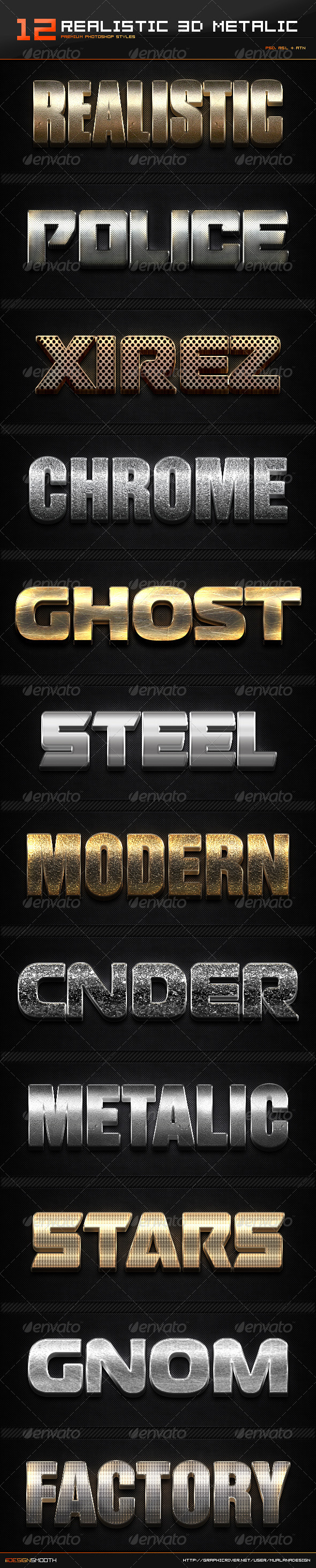 GraphicRiver 12 Realistic 3D Metallic Styles & Actions 8490841 GraphicRiver 12 Realistic 3D Metallic Styles & Actions 8490841