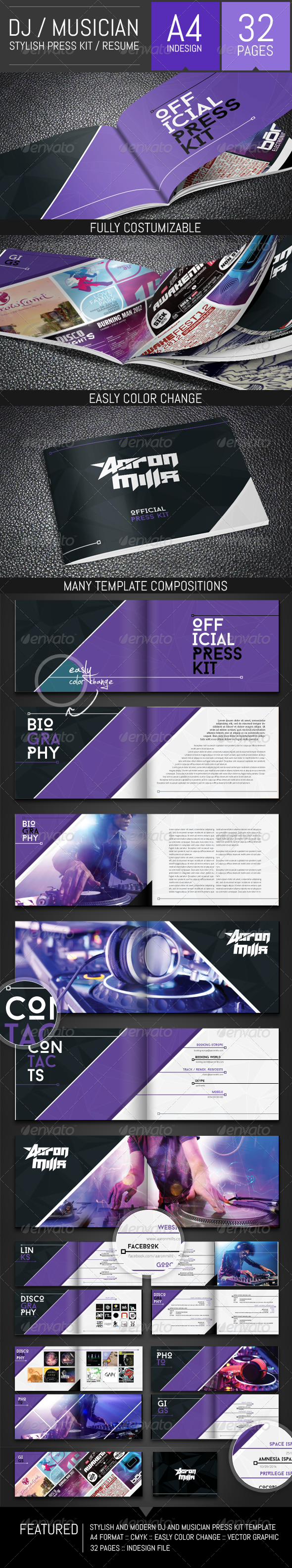 DJ and Musician Press Kit / Resume Template