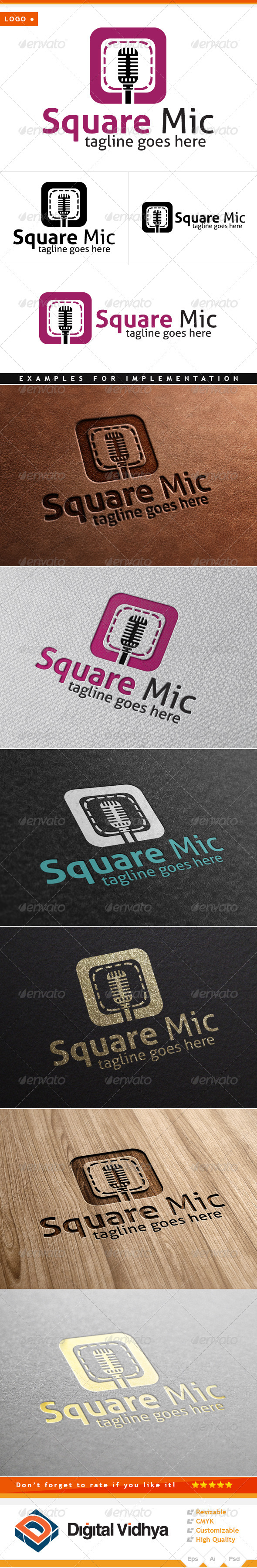 GraphicRiver Square & Mic Logo 8492429 GraphicRiver Square & Mic Logo 8492429