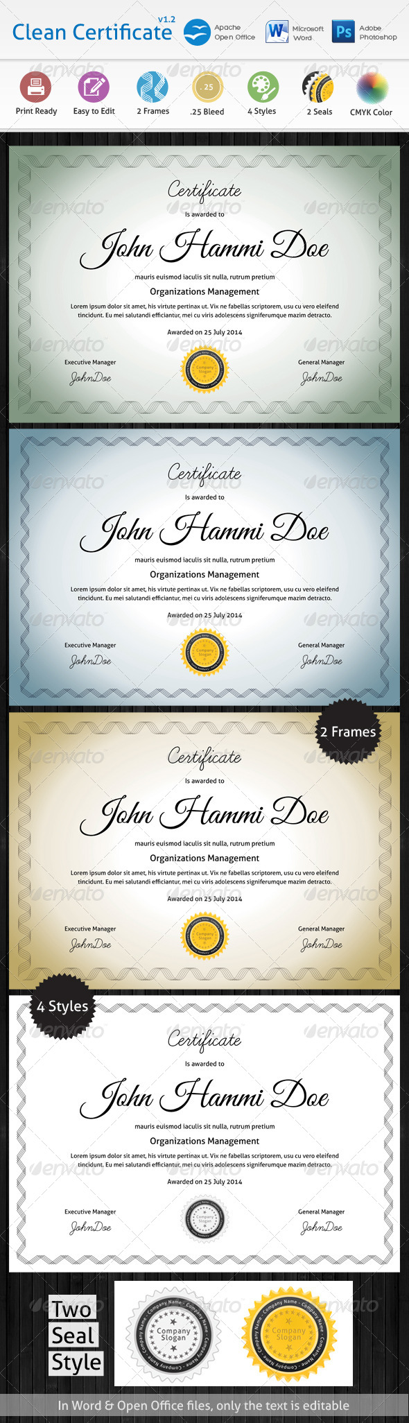 Clean Certificate - Certificates Stationery