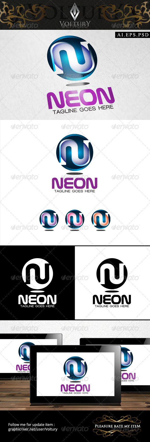 GraphicRiver Neon Letter N 3D Logo 8493865 GraphicRiver Neon Letter N 3D Logo 8493865
