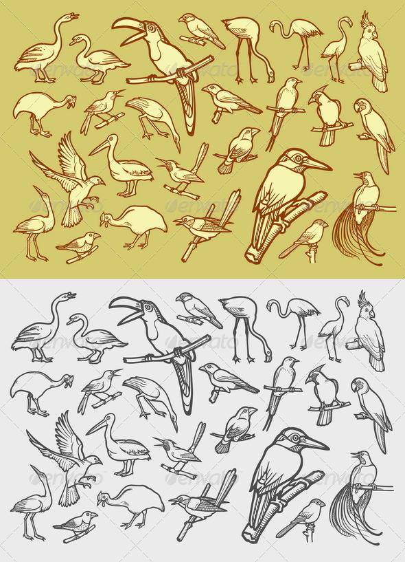 Bird Icons Sketch (Animals)