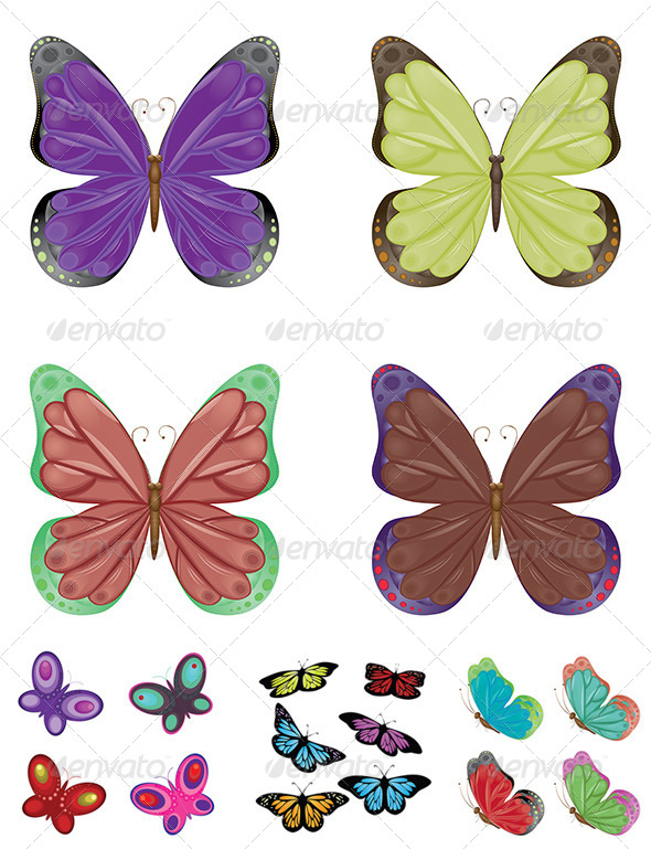 Abstract Colorful Butterflies (Animals)