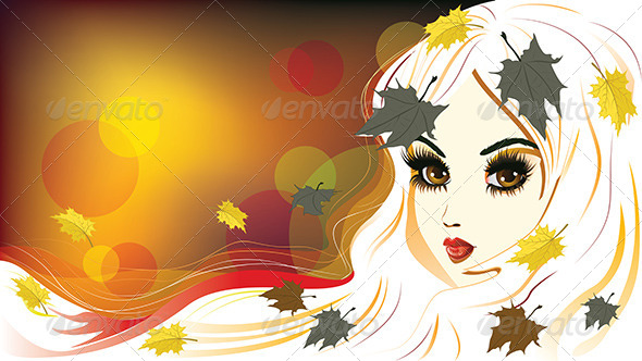 Autumn Girl with White Hair (People)