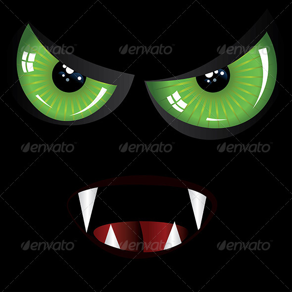 Evil Face with Green and Red eyes (Halloween)