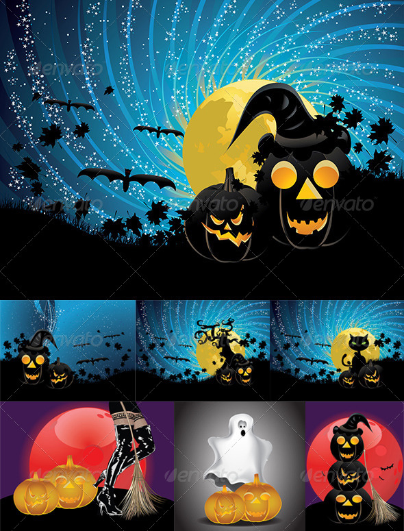 Halloween Party Background with Pumpkins (Halloween)