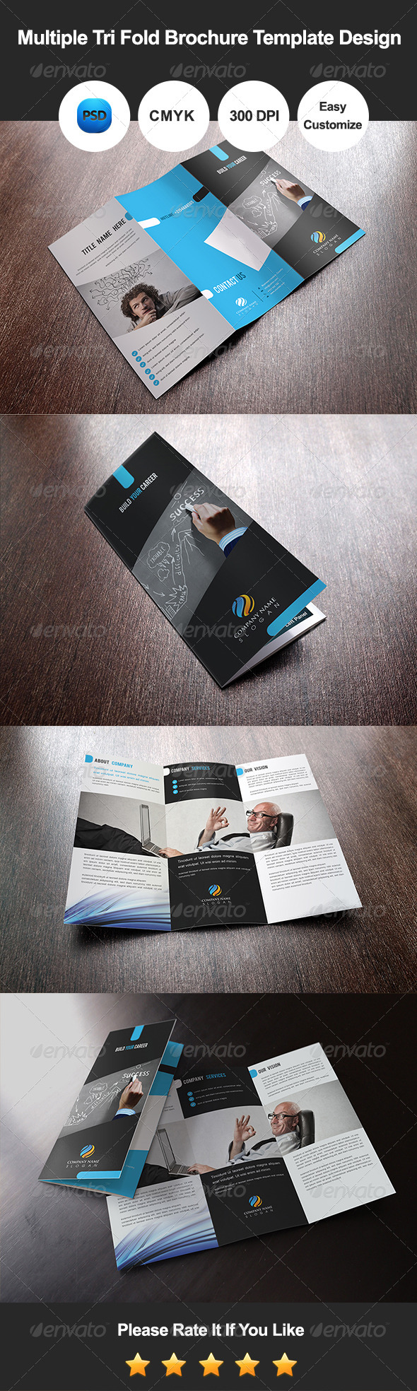 Multiple Tri Fold Brochure Template Design (Corporate)