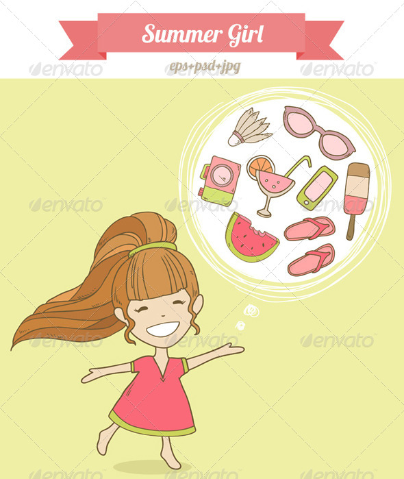 GraphicRiver Summer Girl Illustration 8498069 GraphicRiver Summer Girl Illustration 8498069