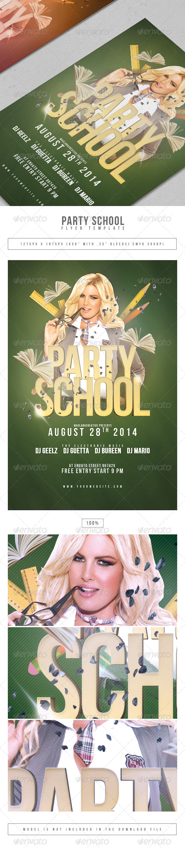 Party School Flyer Template (Clubs & Parties)