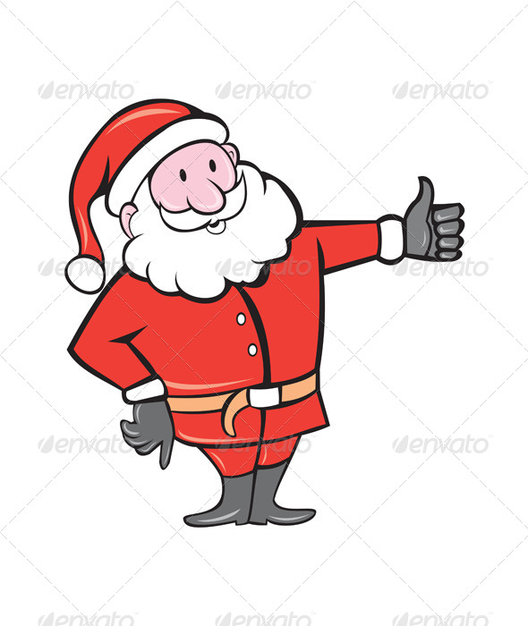 Father Christmas Thumbs Up Cartoon (People)